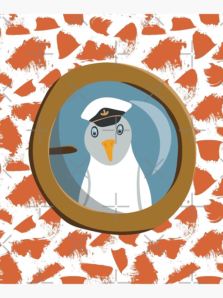 Funny seagull captain behind bull's eye on ship by nobelbunt