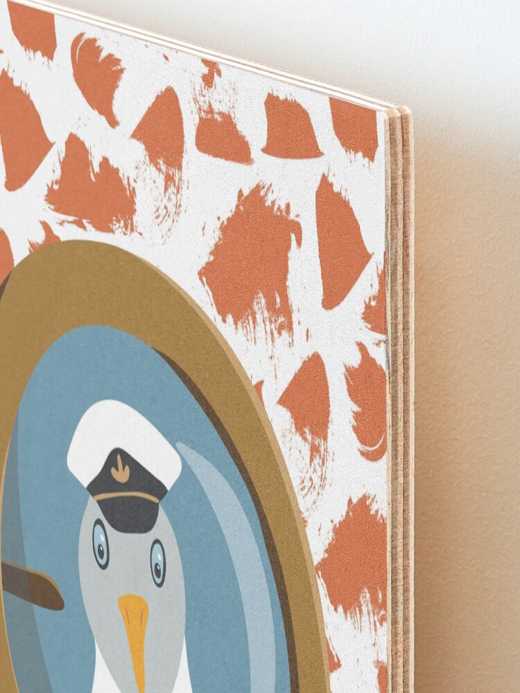 Alternate view of Funny seagull captain behind bull's eye on ship Mounted Print