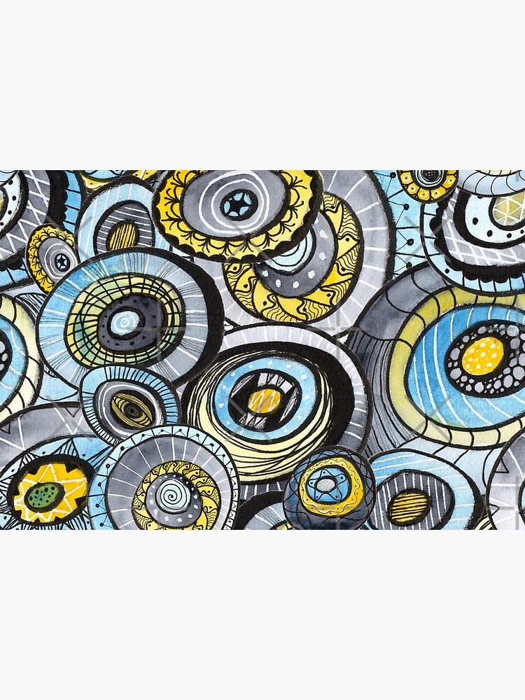 Zen circles I abstract round watercolor shapes with ink doodles by nobelbunt