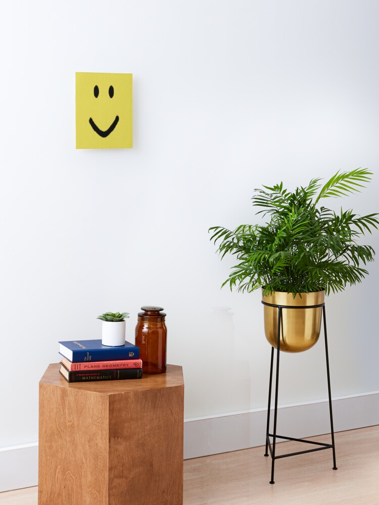 Roblox Halloween Noob Face Costume Smiley Positive Gift Mounted Print By Smoothnoob Redbubble - real life roblox costume real life roblox noob