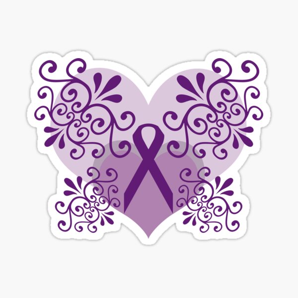 Purple Hearts Curls Ribbon: Fibromyalgia, Lupus, Alzheimer's, Spoonie Sticker