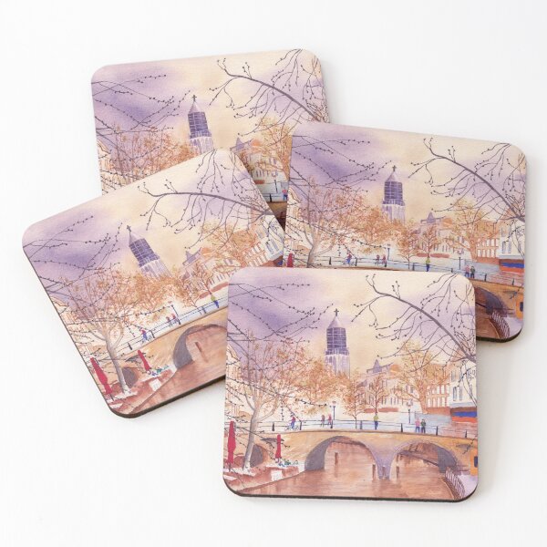 Item preview, City Scene With Canal And Bridge In The Golden Hour designed and sold by The Elderberry Blossom.