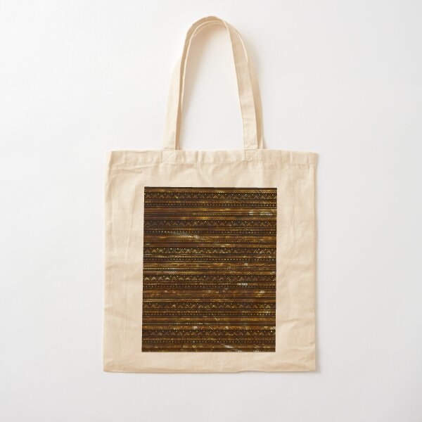Aztec Black Tinsel Gold Cotton Tote Bag