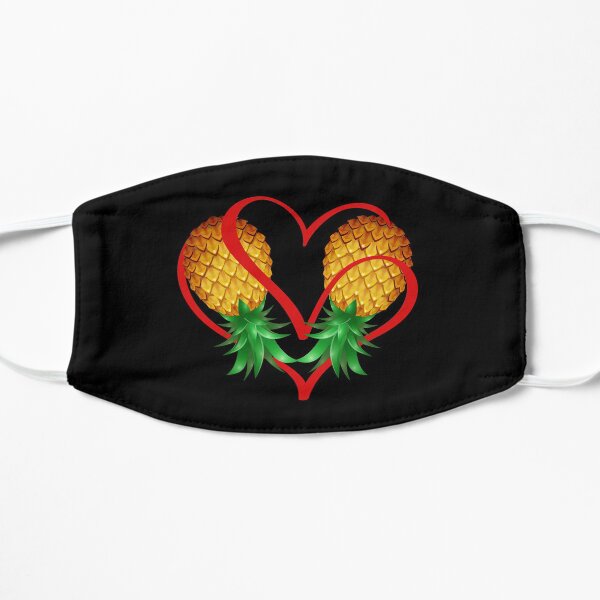 Couple Swinger Upside Down Pineapple with Heart Flat Mask