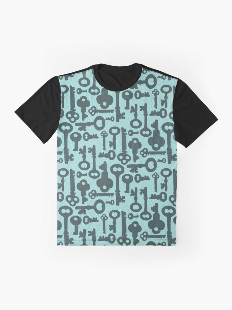 Alternate view of Skeleton Keys in Aqua Graphic T-Shirt
