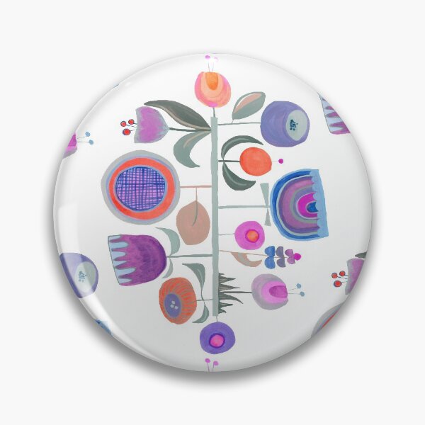 Item preview, Folk Art Flower Collage on White designed and sold by Christine Philbrick.