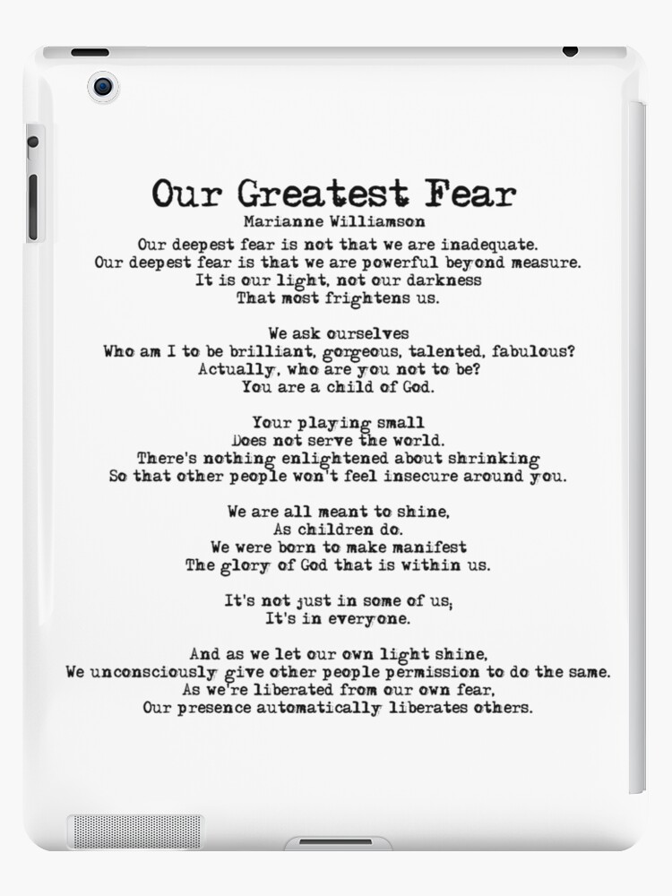 Our Greatest Fear poem iPad Case & Skin for Sale by czerinaart