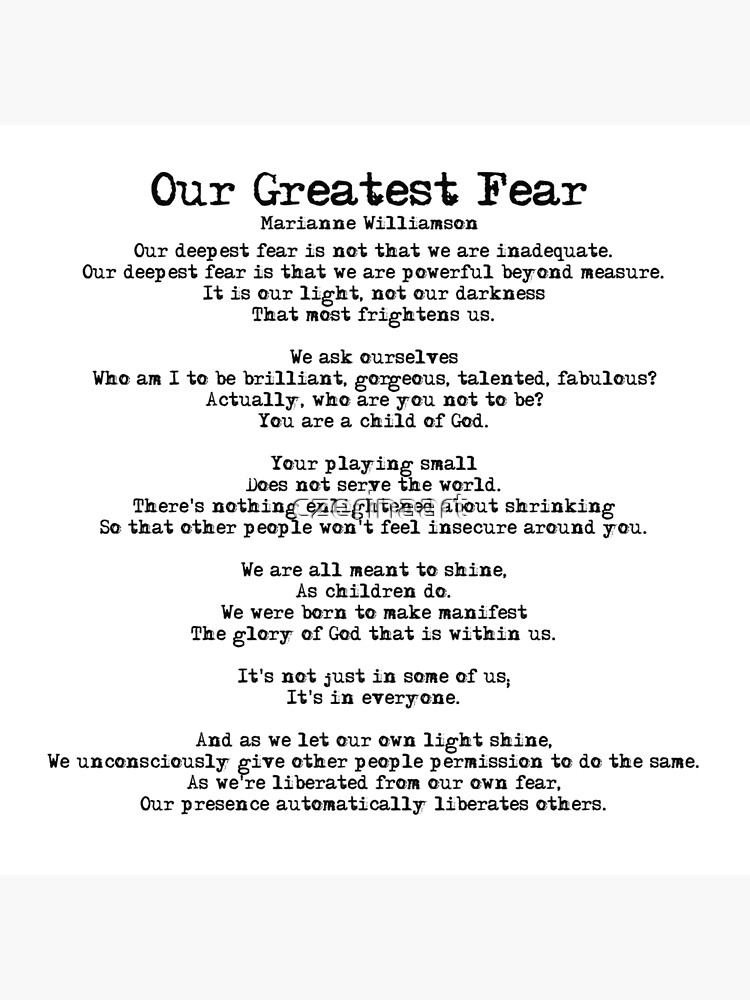 Our Greatest Fear Poem Art Board Print By Czerinaart Redbubble