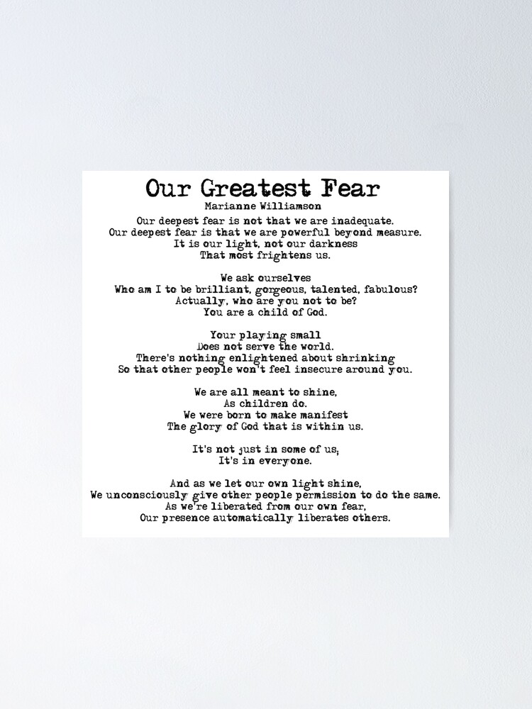 Our Greatest Fear poem Greeting Card for Sale by czerinaart