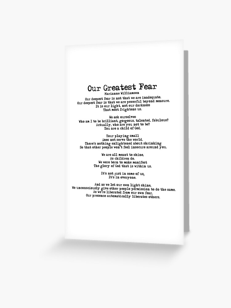 Our Greatest Fear poem Greeting Card for Sale by czerinaart