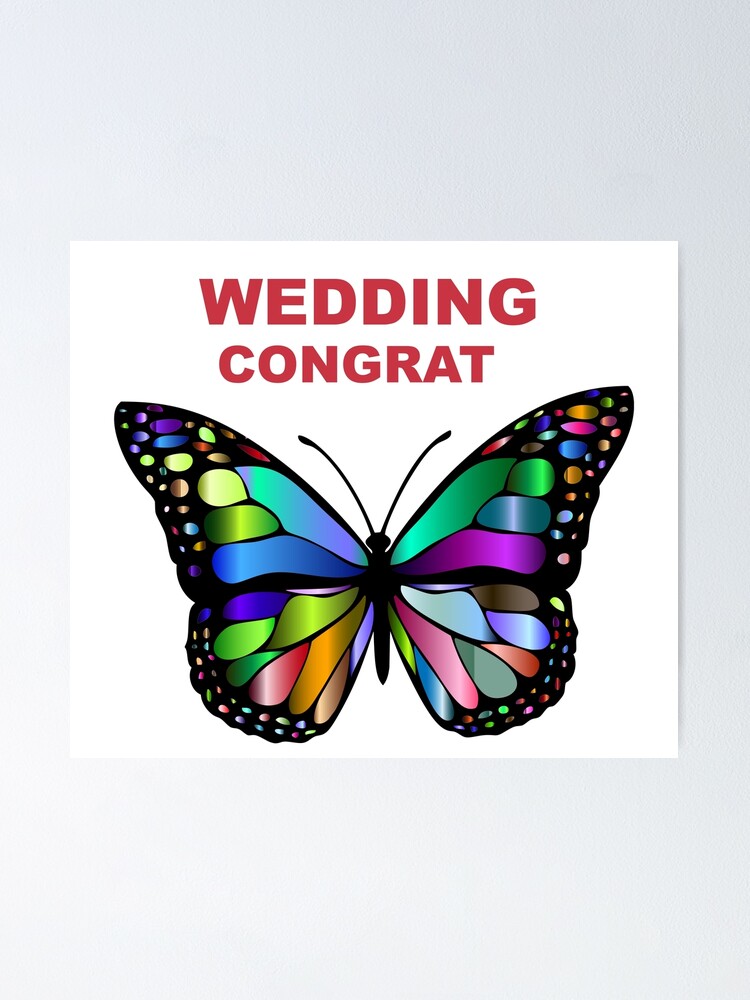"Bunter Schmetterling Herzlichen Glückwunsch zur Hochzeit" Poster von