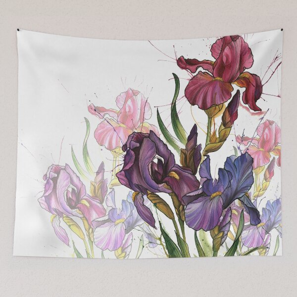Item preview, Watercolour Iris Flowers pattern designed and sold by TattooZanda.