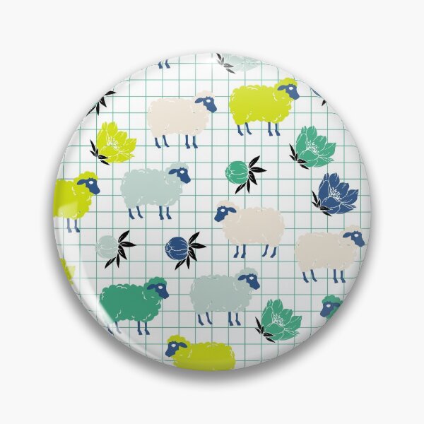 Item preview, Cute Sheep and Flowers in Blue and Green designed and sold by kapotka.