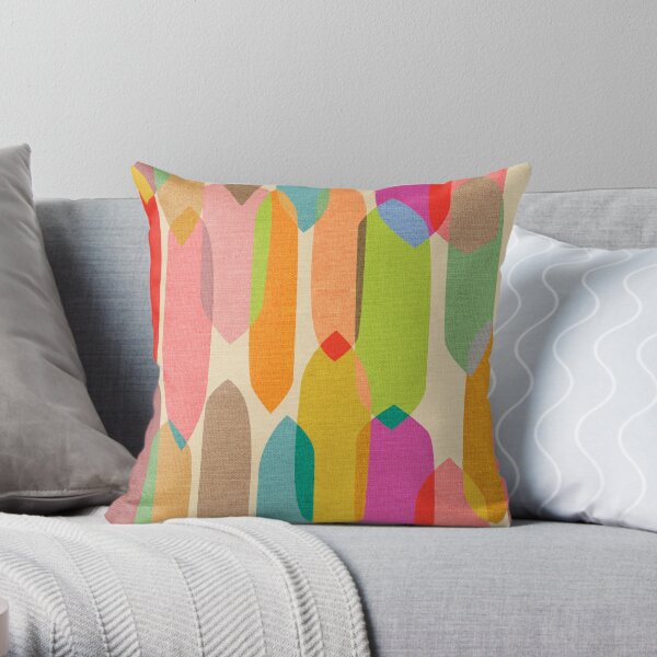 Mid Century Droplets Kaleidoscope Throw Pillow