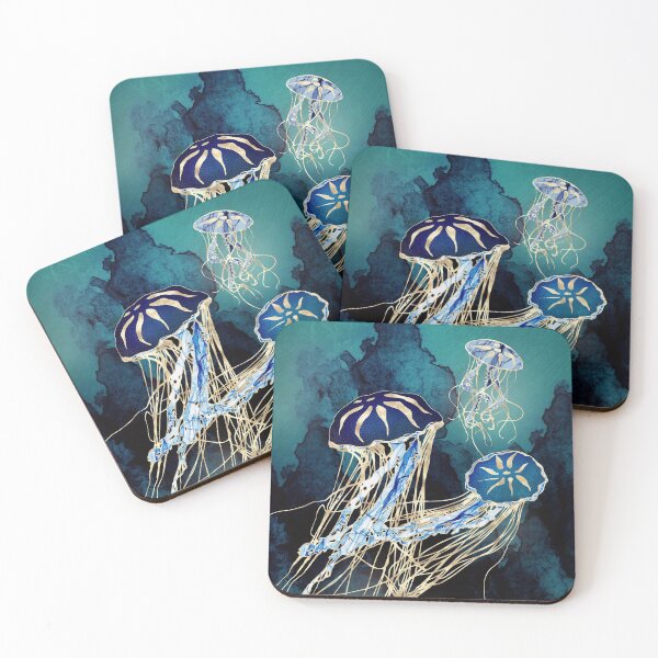 Metallic Jellyfish III Coasters (Set of 4)