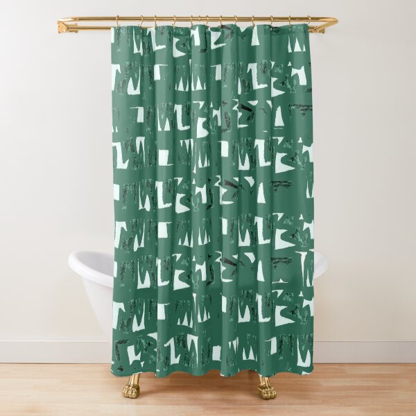 Primitive symbols dark green Shower Curtain
