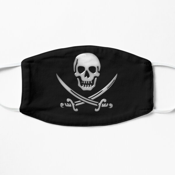 Crâne de pirate vitreux et os croisés d'épée Masque sans plis