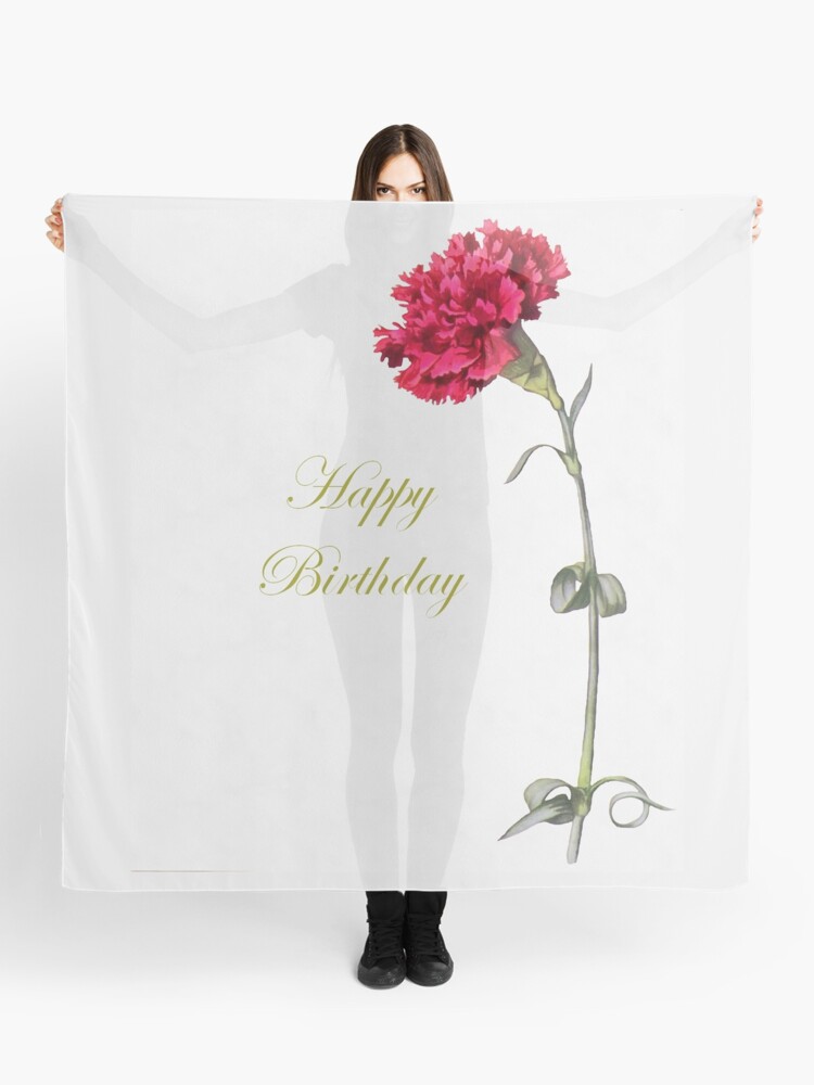 Happy Birthday Single Stem Red Carnation Scarf