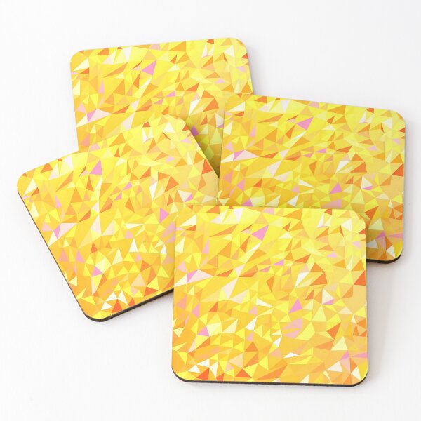 Item preview, Happy sunshine yellow polygons with orange and pink. designed and sold by headpossum.