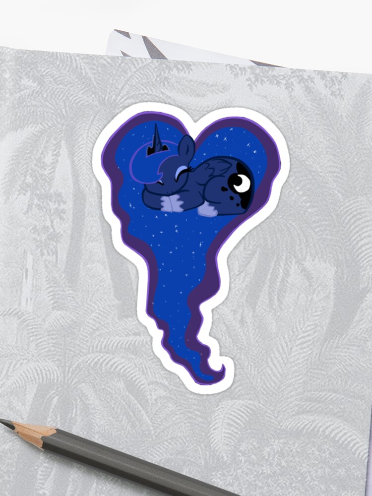 Princess Luna Sleeping Heart Sticker By Rainbowsparx Redbubble