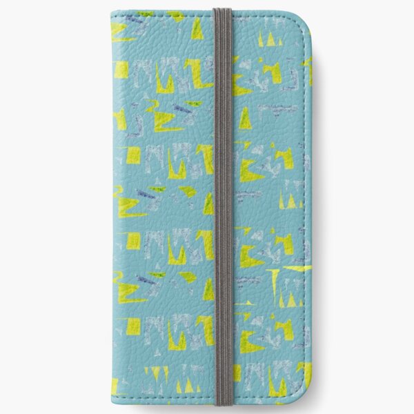 Primitive symbols turquoise and yellow iPhone Wallet