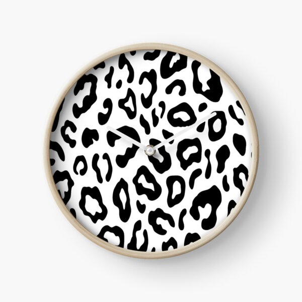 White Leopard Animal Print Jungle Safari Style Clock