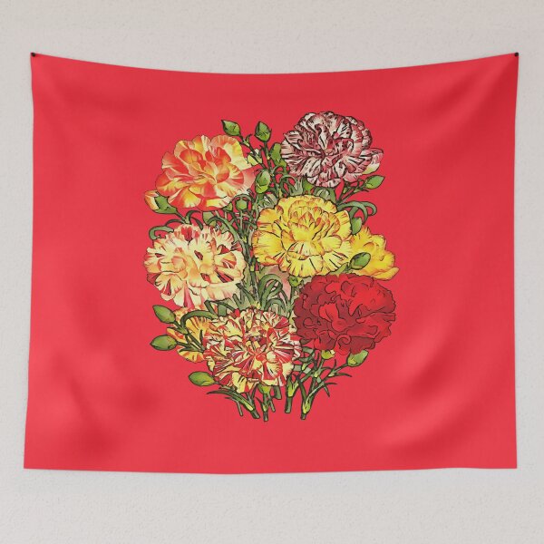 Item preview, Carnations Artistic Floral Bouquet Black Outline Art designed and sold by taiche.