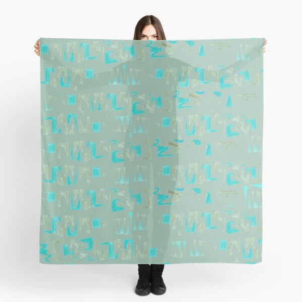 Primitive symbols grey and turquoise Scarf