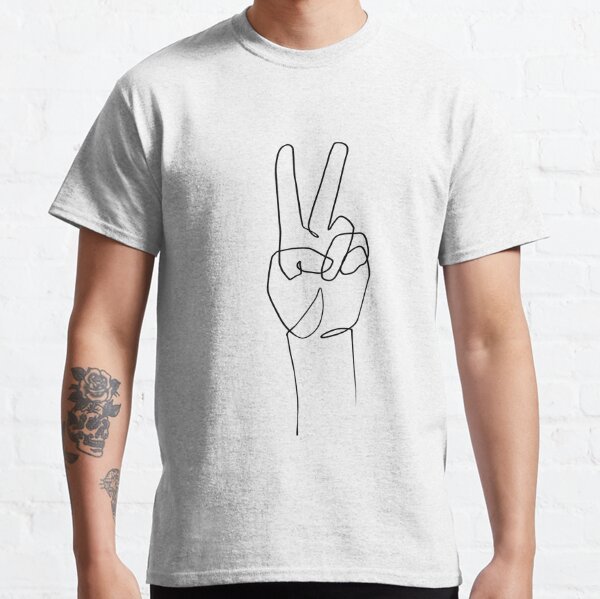 Peace Sign Hand - One Line Art Classic T-Shirt