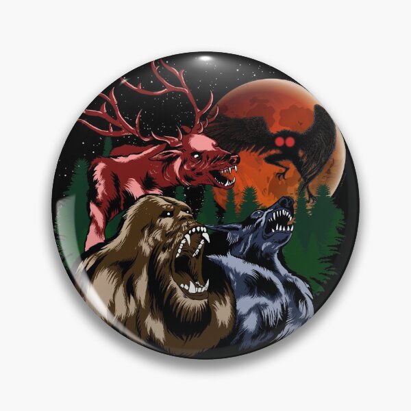 Item preview, Three Cryptid Moon - Bigfoot, Sasquatch, Mothman, Dogman, Wendigo Cryptid Gift designed and sold by NatIntrovertSoc.