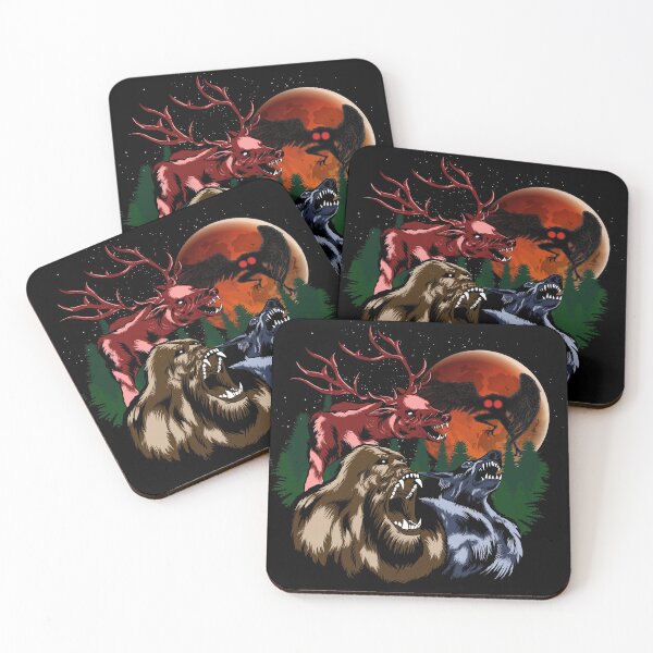 Item preview, Three Cryptid Moon - Bigfoot, Sasquatch, Mothman, Dogman, Wendigo Cryptid Gift designed and sold by NatIntrovertSoc.