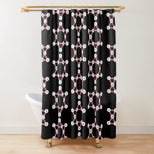 Super Magic Star Red with Numbers Shower Curtain