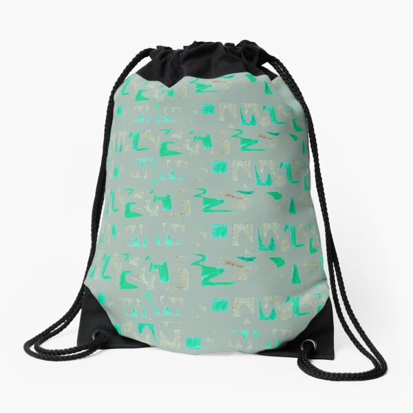 Primitive symbols grey and green Drawstring Bag