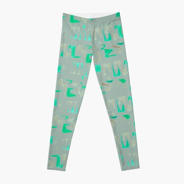 Primitive symbols grey and green Leggings