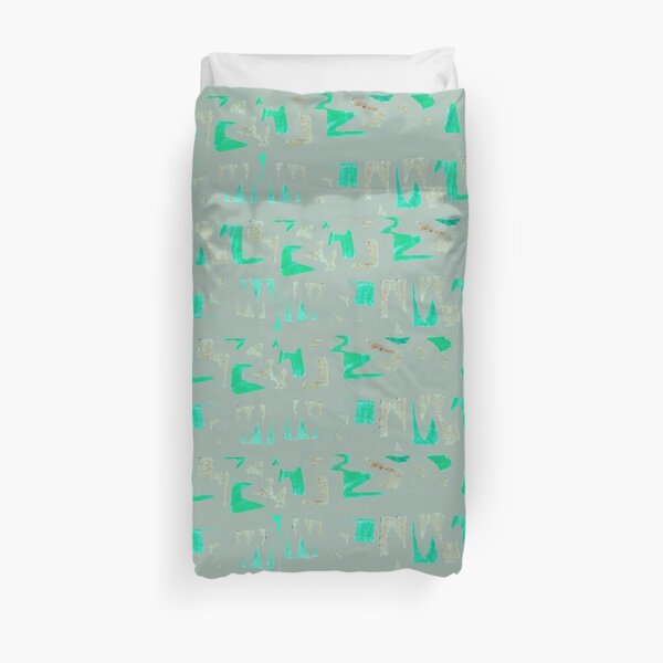 Primitive symbols grey and green Duvet Cover