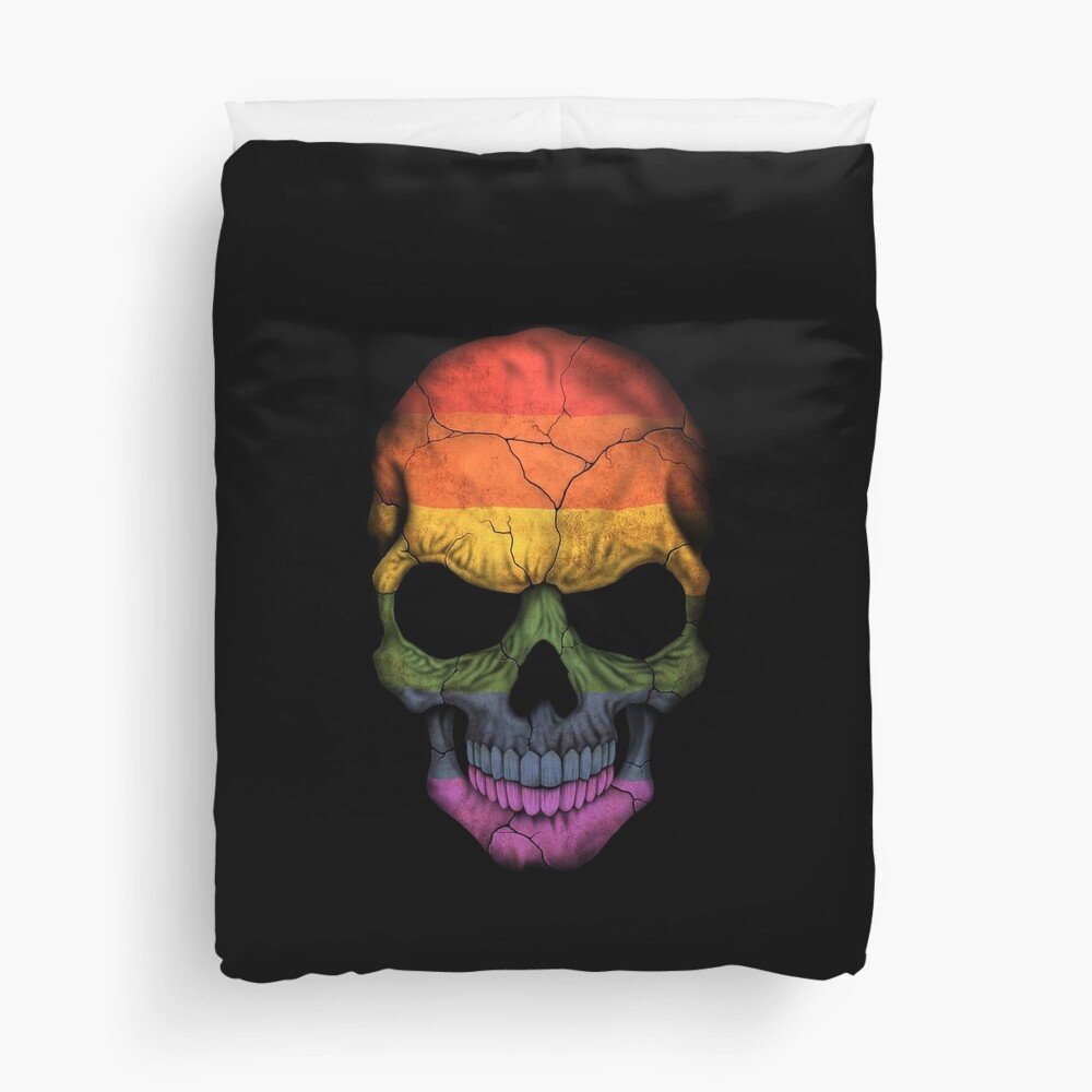 Discover Gay Pride Rainbow Flag Skull Duvet Cover