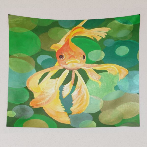 Item preview, Fantail Goldfish With Green Bubbles Vector designed and sold by taiche.
