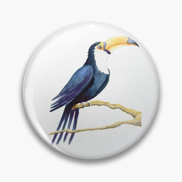Item preview, Watercolor Toucan on the branch on the black background designed and sold by NataBold.