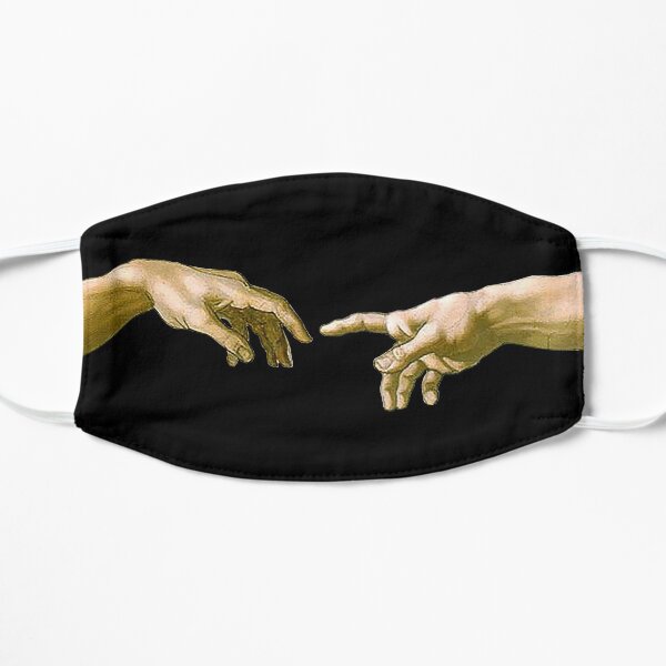 Touch of God, The Creation of Adam, (close up), Michelangelo, 1510, Genesis, Ceiling, Sistine Chapel, Rome, on BLACK. Flat Mask