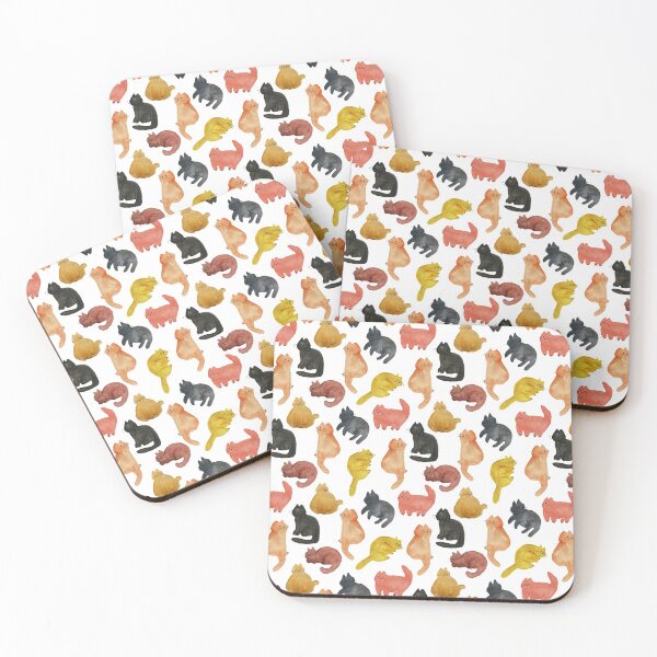 Item preview, Purrrfect watercolor fat cat pattern designed and sold by Onyria Art.
