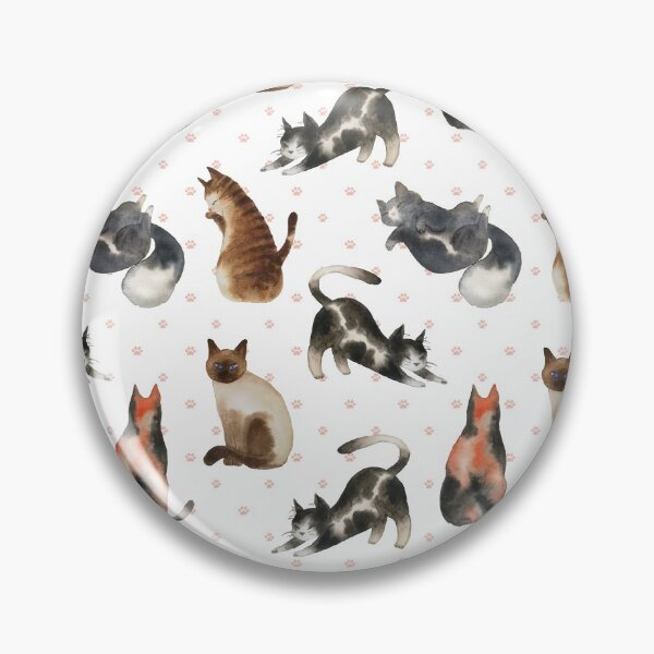 Item preview, One cat leads to another - watercolor cats and paws pattern designed and sold by Onyria Art.