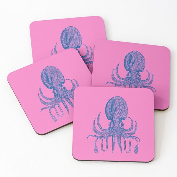 Item preview, Playful Octopus Block Print Pattern in Pink and Blue designed and sold by JuneJournal.