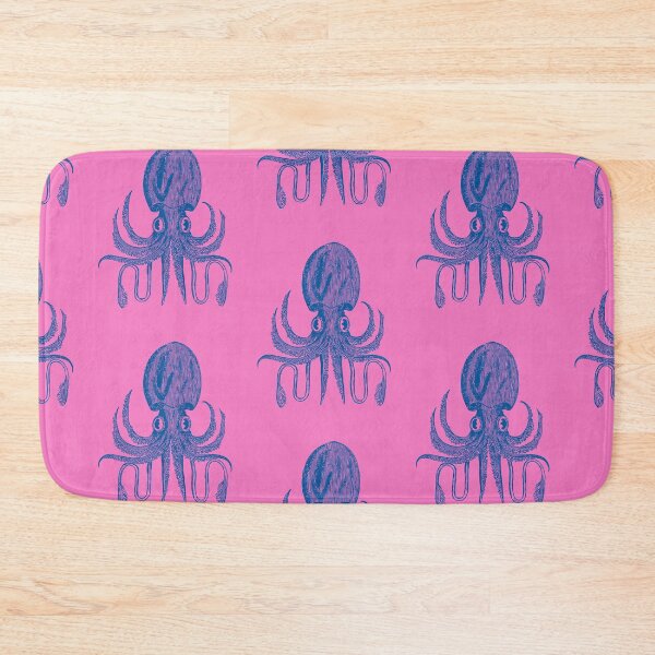 Item preview, Playful Octopus Block Print Pattern in Pink and Blue designed and sold by JuneJournal.