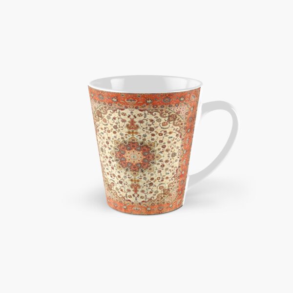 Orange Traditional Oriental Moroccan Artwork Carpet Style. Tall Mug