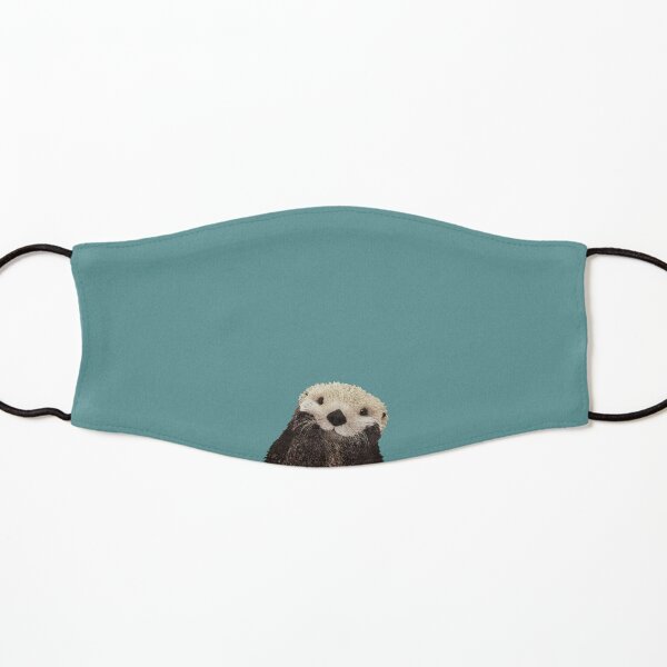 Cute Sea Otter on Teal Solid. Minimalist. Coastal. Adorable. Kids Mask