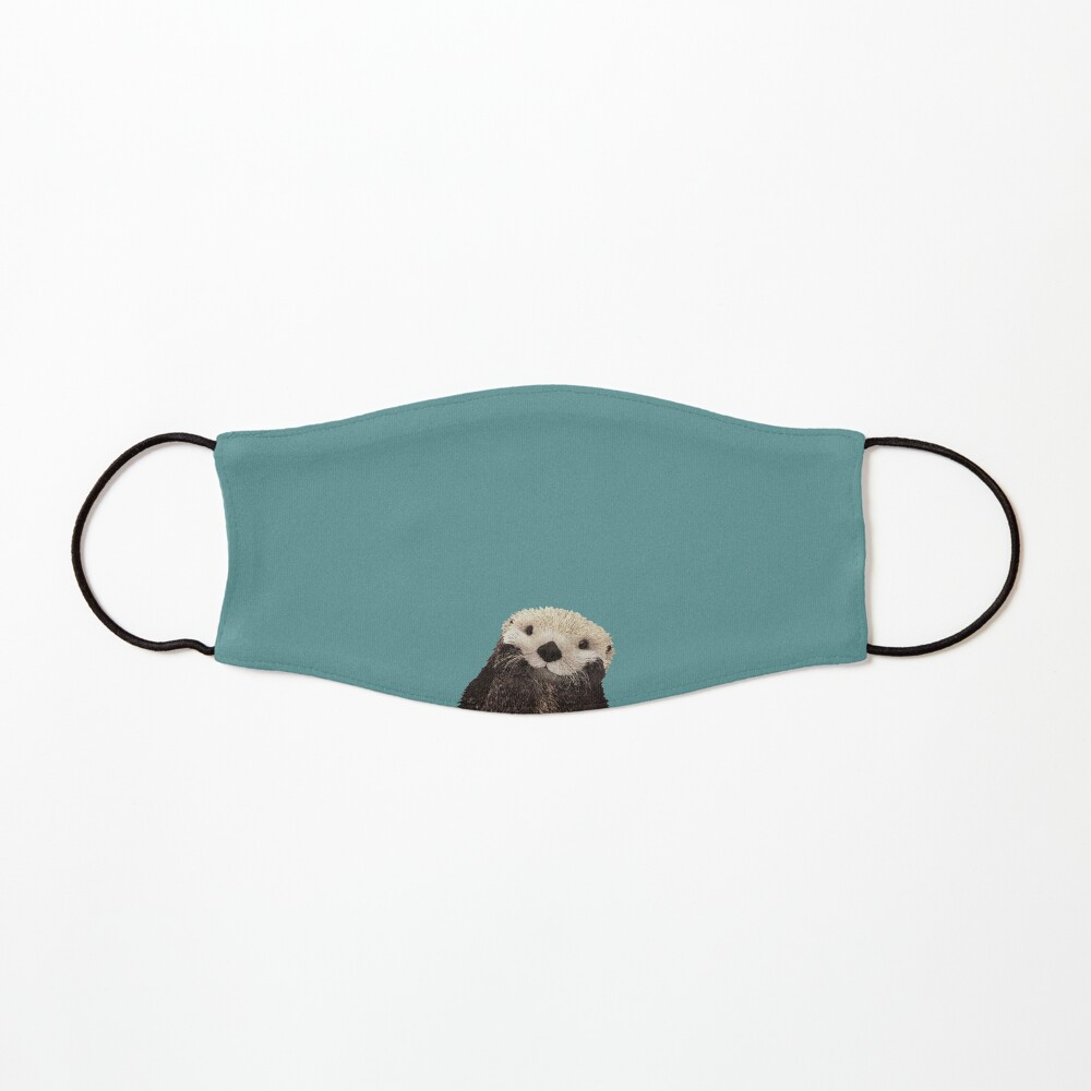 Cute Sea Otter on Teal Solid. Minimalist. Coastal. Adorable. Mask