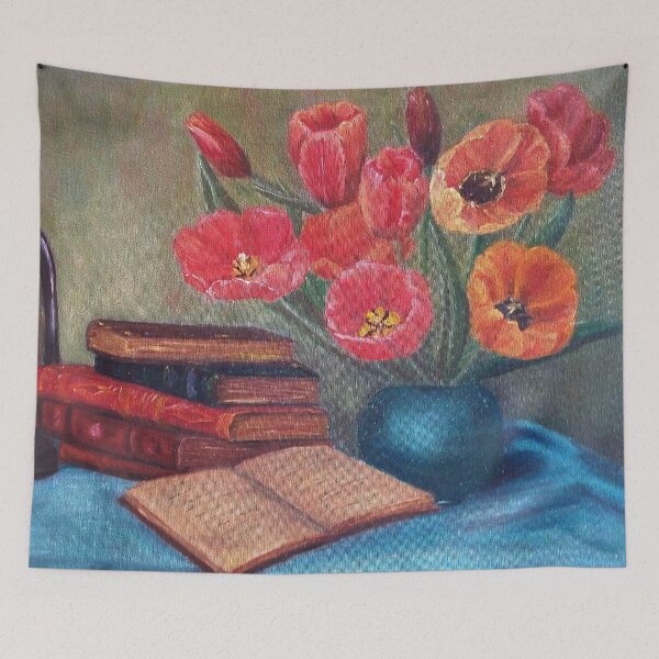 Item preview, Tulips with books and an old lamp designed and sold by TaliArtiYa.