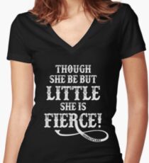 Shakespeare Quote Typography - Though She Be ... Women's Fitted V-Neck T-Shirt