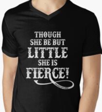 Shakespeare Quote Typography - Though She Be ... Men's V-Neck T-Shirt