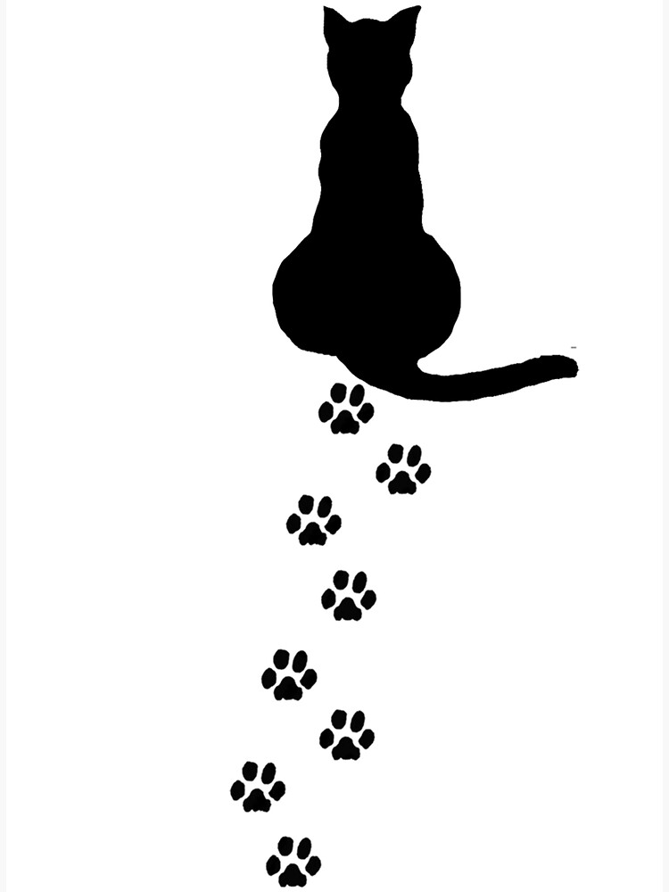 Black Cat Paw Prints Walking\